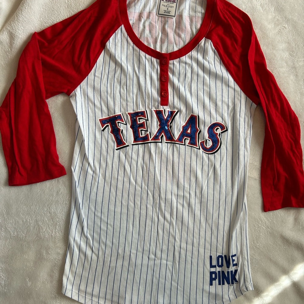 PINK Victoria's Secret Texas Rangers Raglan Tee - Picture 3 of 6
